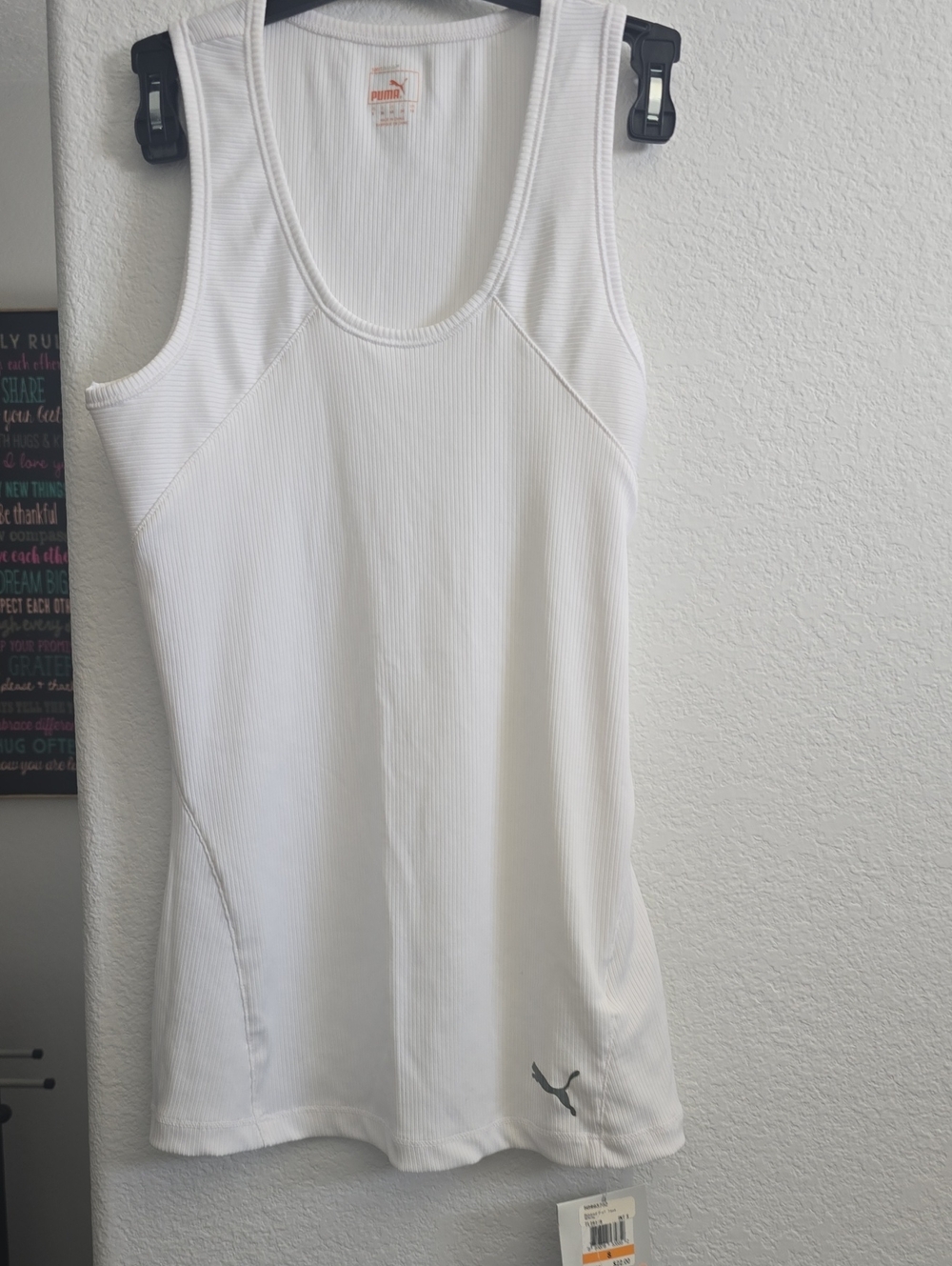 Puma White Ribbed Athletic Tank Top